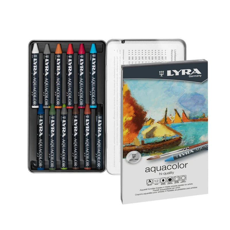 LYRA Aquacolor Water - Soluble Wax Pastels 12 Count - Guiry's