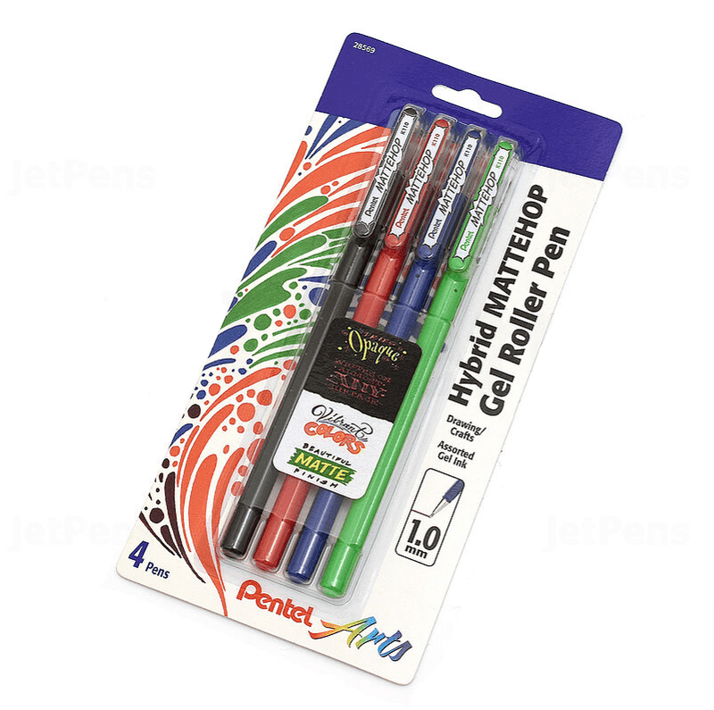 Pentel Mattehop Gel Pens Dark 4pk - Guiry's