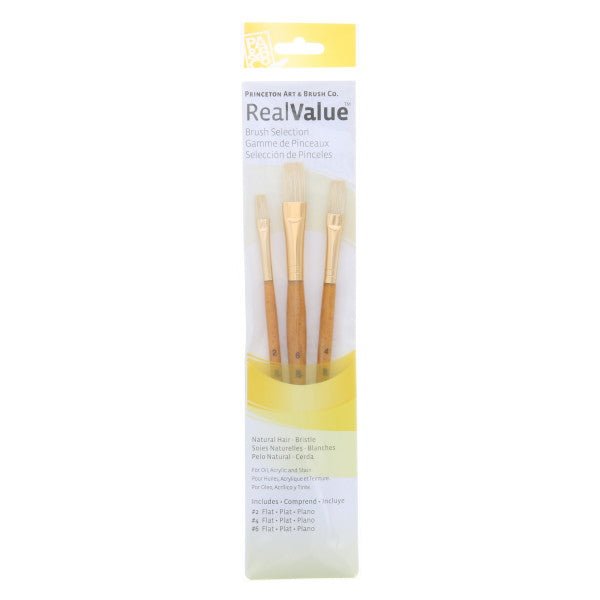 Princeton Brush Real Value 3 - Brush Bristle Brush Set, Flat 2, 4, 6 - Guiry's