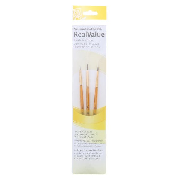 Princeton Brush Real Value 3 - Brush Sable Brush Set, Round 5/0, 0, 2 - Guiry's