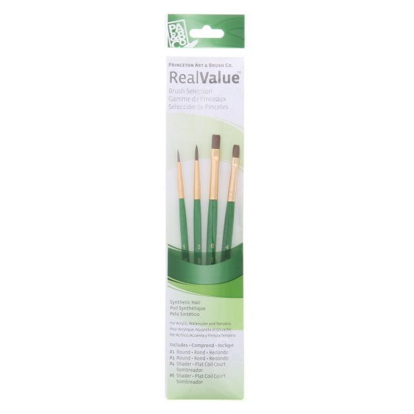 Princeton Brush Real Value 4 - Brush Synthetic Hair Brush Set, Round 1, 3, Shader 4, 6 - Guiry's