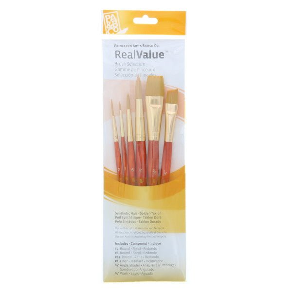 Princeton Brush Real Value 6 - Brush Golden Taklon Brush Set - Guiry's