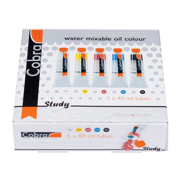 Royal Talens Cobra Study Water Mixable Oil Color Set, Primary, 5 - Colors - Guiry's