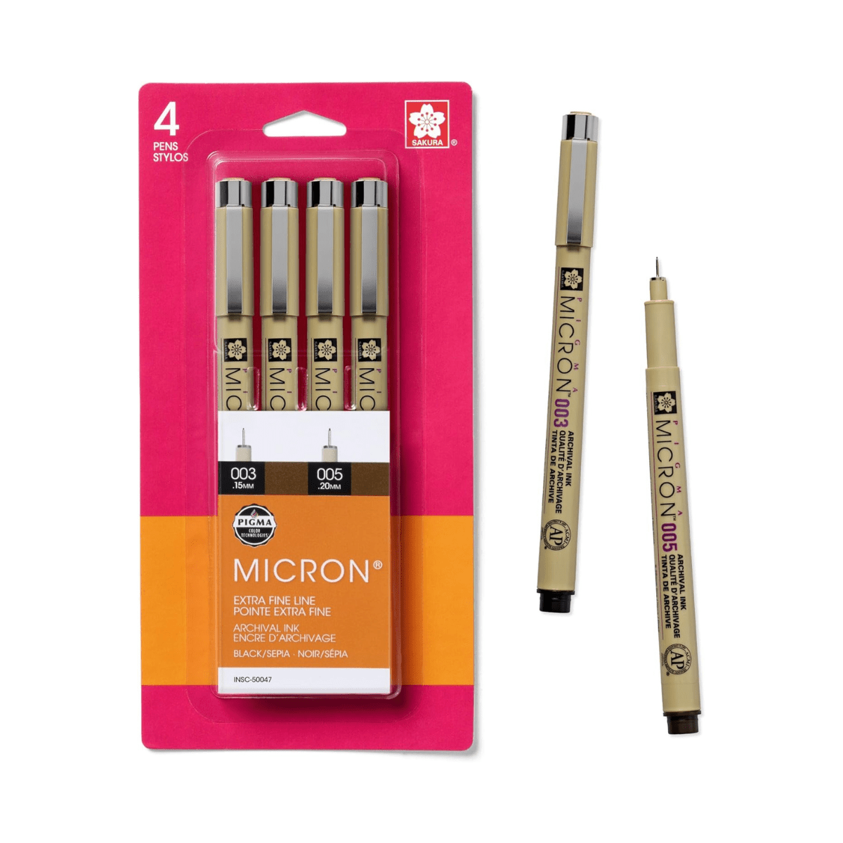 Sakura Pigma Micron Black & Sepia Extra Fine Set, 4 Piece - Guiry's