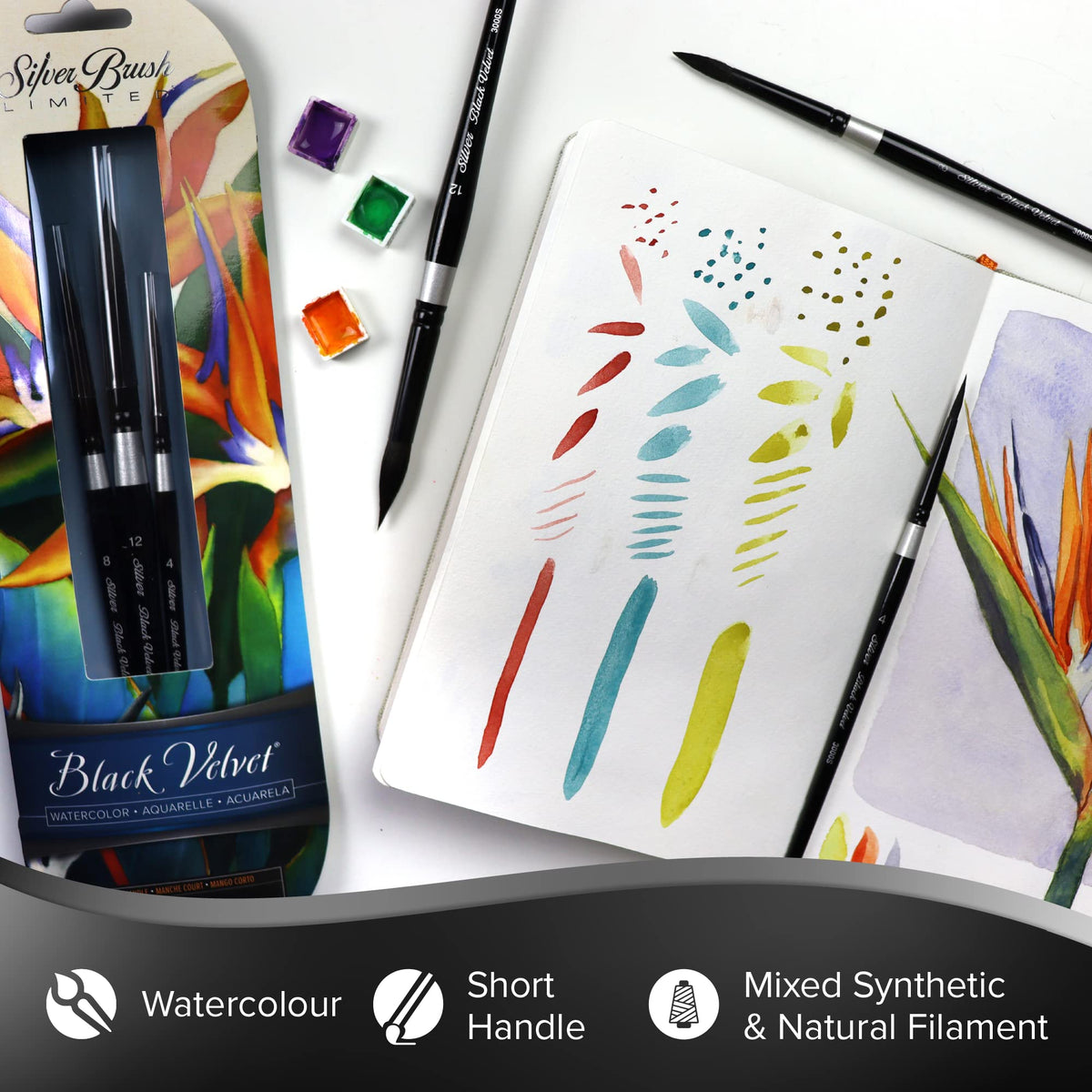 Silver Brush Black Velvet Watercolor Brush Set - Guiry's