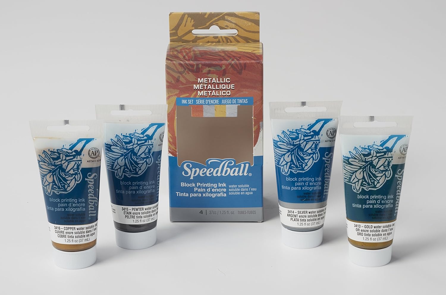 Speedball Water - Soluble Block Printing Ink Starter Set Of 4, 1.25oz - Guiry's