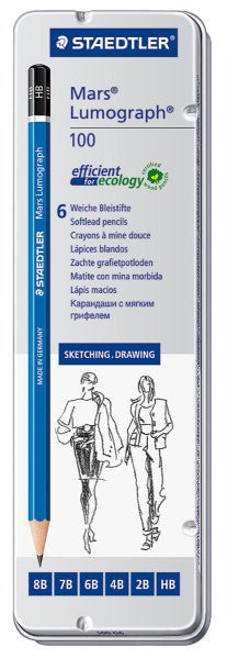 Staedtler Mars Lumograph Pencil Set, 6 - Pencils, Assorted Degrees - Guiry's