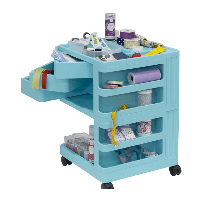 Studio Designs Kubx Pro Mobile Rotating 4 - Sided Storage Organizer - Turquoise - Guiry's